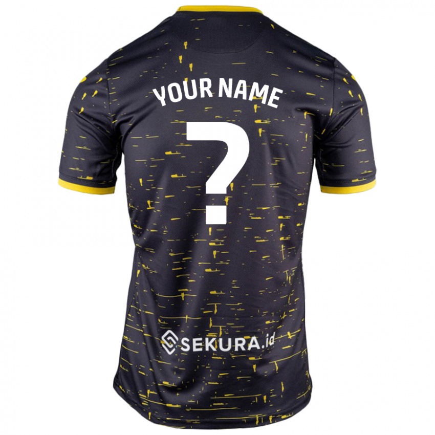 Bambino Maglia Il Tuo Nome #0 Nero Giallo Kit Gara Away 2024/25 Maglietta