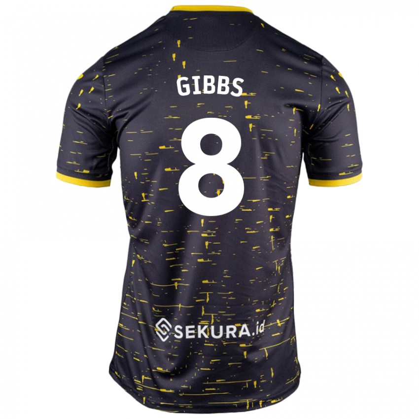 Bambino Maglia Liam Gibbs #8 Nero Giallo Kit Gara Away 2024/25 Maglietta