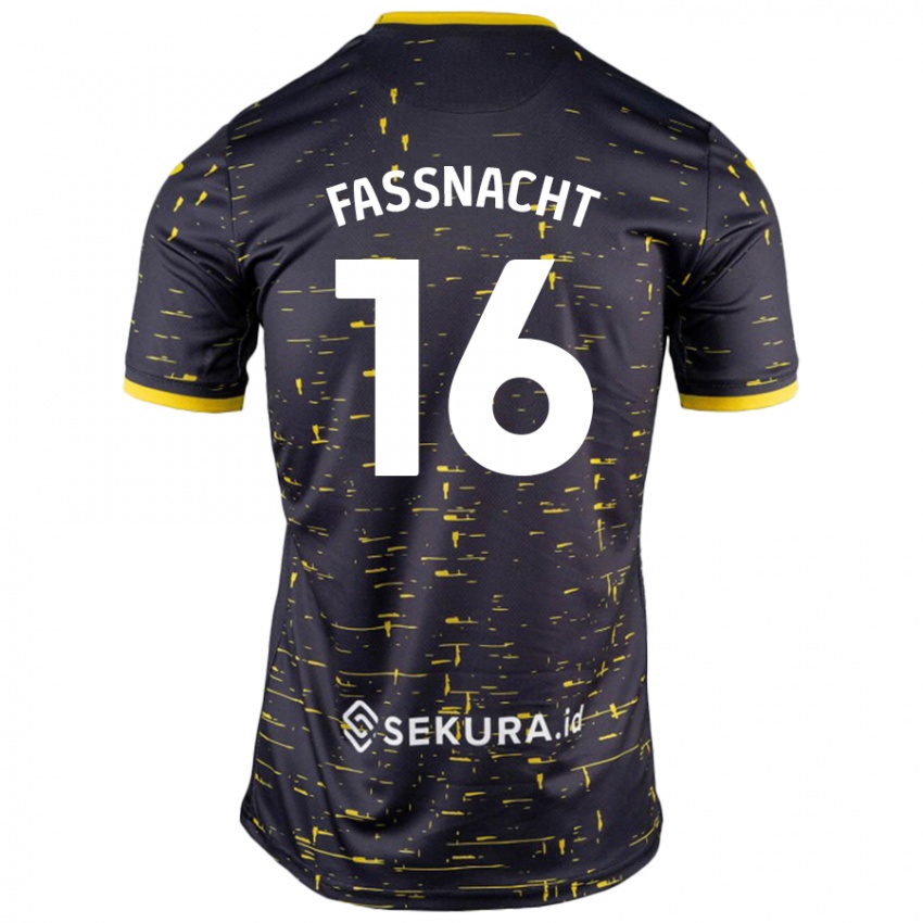 Bambino Maglia Christian Fassnacht #16 Nero Giallo Kit Gara Away 2024/25 Maglietta