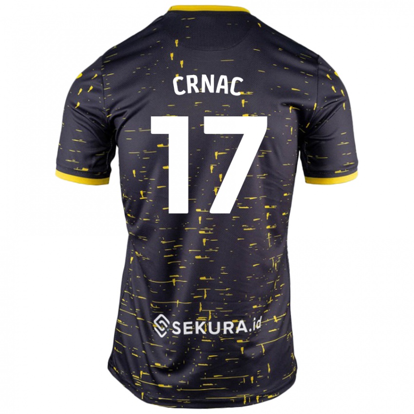 Bambino Maglia Ante Crnac #17 Nero Giallo Kit Gara Away 2024/25 Maglietta