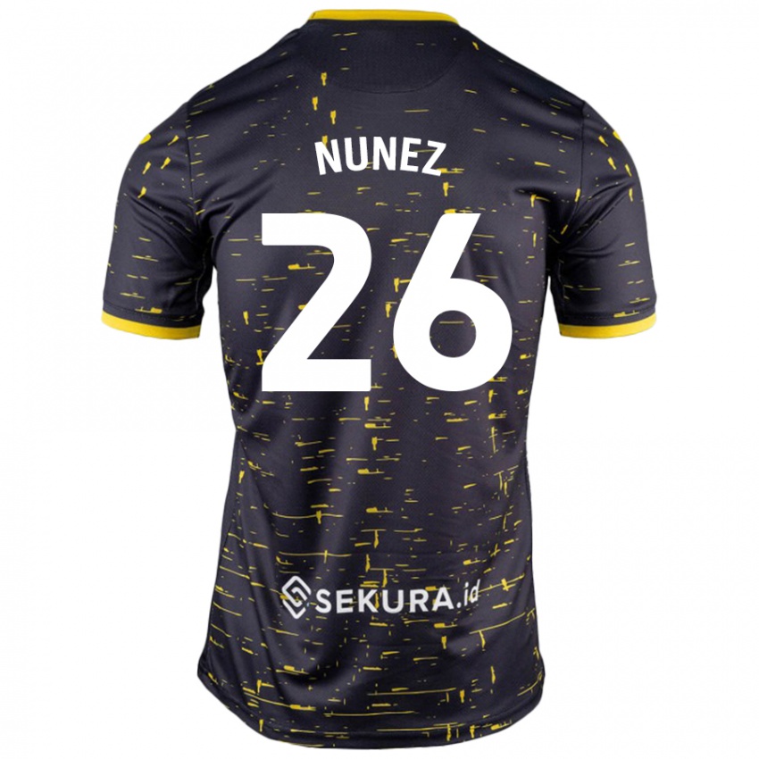 Bambino Maglia Marcelino Núñez #26 Nero Giallo Kit Gara Away 2024/25 Maglietta