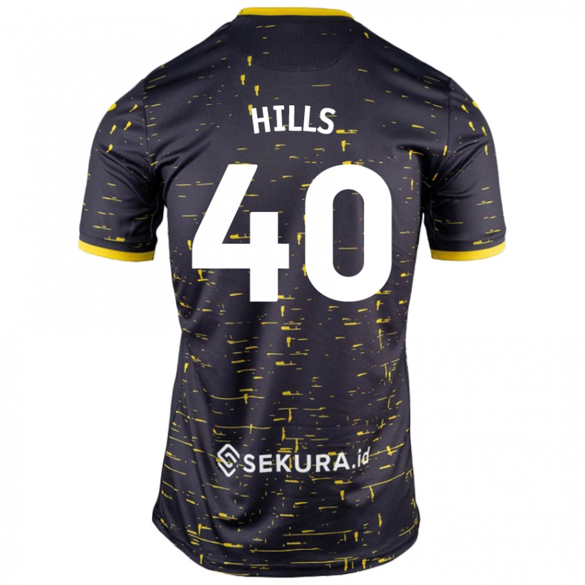 Bambino Maglia Brad Hills #40 Nero Giallo Kit Gara Away 2024/25 Maglietta