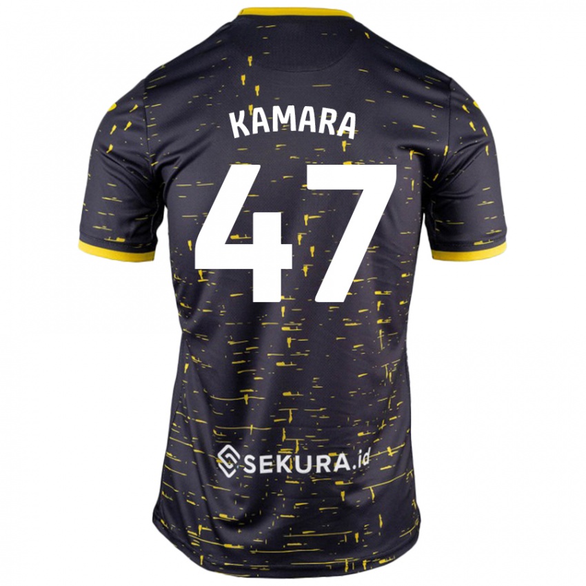 Bambino Maglia Abu Kamara #47 Nero Giallo Kit Gara Away 2024/25 Maglietta