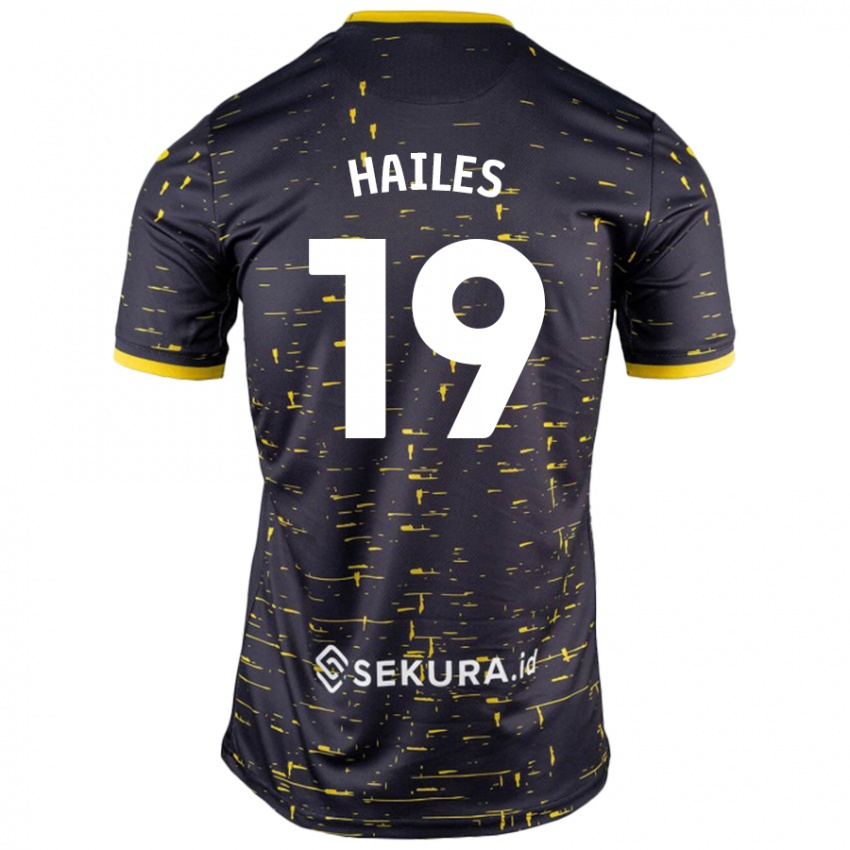 Bambino Maglia Lauren Hailes #19 Nero Giallo Kit Gara Away 2024/25 Maglietta