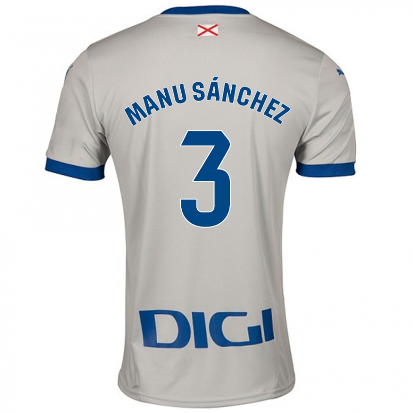 Bambino Maglia Manu Sanchez #3 Grigio Chiaro Kit Gara Away 2024/25 Maglietta