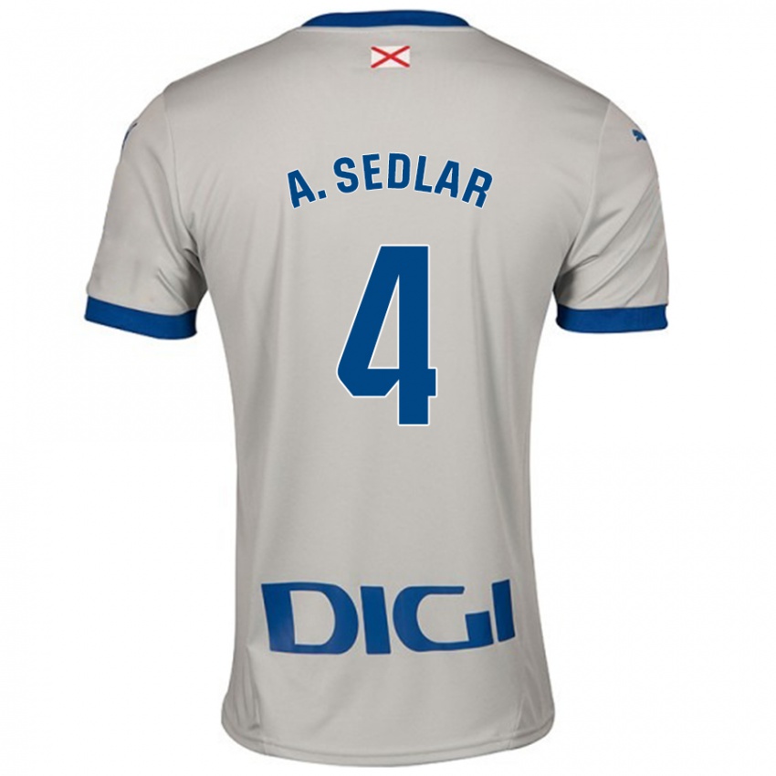 Bambino Maglia Aleksandar Sedlar #4 Grigio Chiaro Kit Gara Away 2024/25 Maglietta