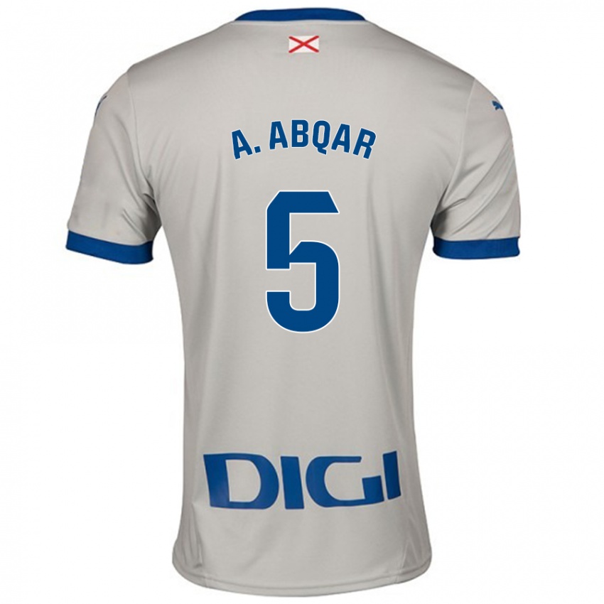 Bambino Maglia Abdel Abqar #5 Grigio Chiaro Kit Gara Away 2024/25 Maglietta