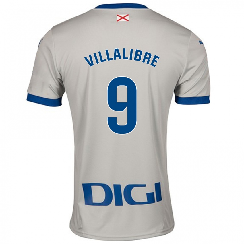 Bambino Maglia Asier Villalibre #9 Grigio Chiaro Kit Gara Away 2024/25 Maglietta