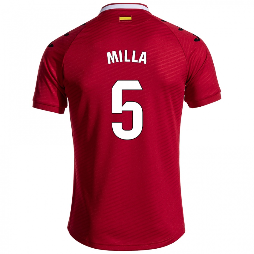 Bambino Maglia Luis Milla #5 Rosso Scuro Kit Gara Away 2024/25 Maglietta