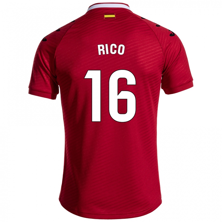 Bambino Maglia Diego Rico #16 Rosso Scuro Kit Gara Away 2024/25 Maglietta