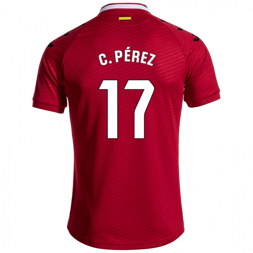 Bambino Maglia Carles Pérez #17 Rosso Scuro Kit Gara Away 2024/25 Maglietta