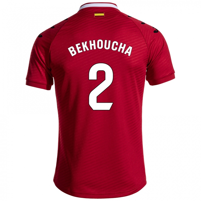 Bambino Maglia Ismael Bekhoucha #2 Rosso Scuro Kit Gara Away 2024/25 Maglietta