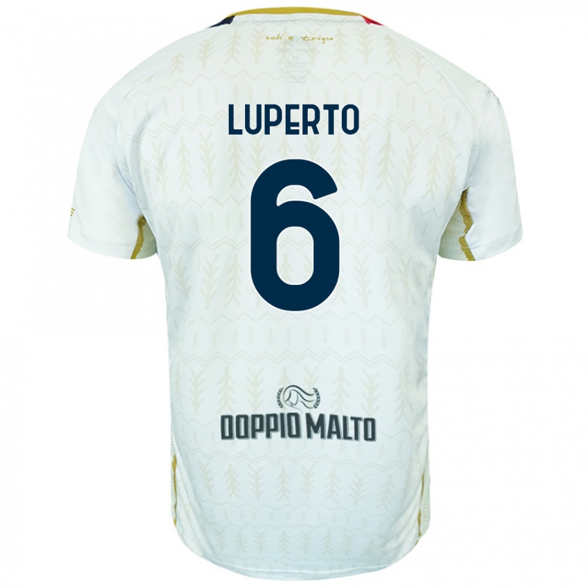 Bambino Maglia Sebastiano Luperto #6 Bianco Kit Gara Away 2024/25 Maglietta