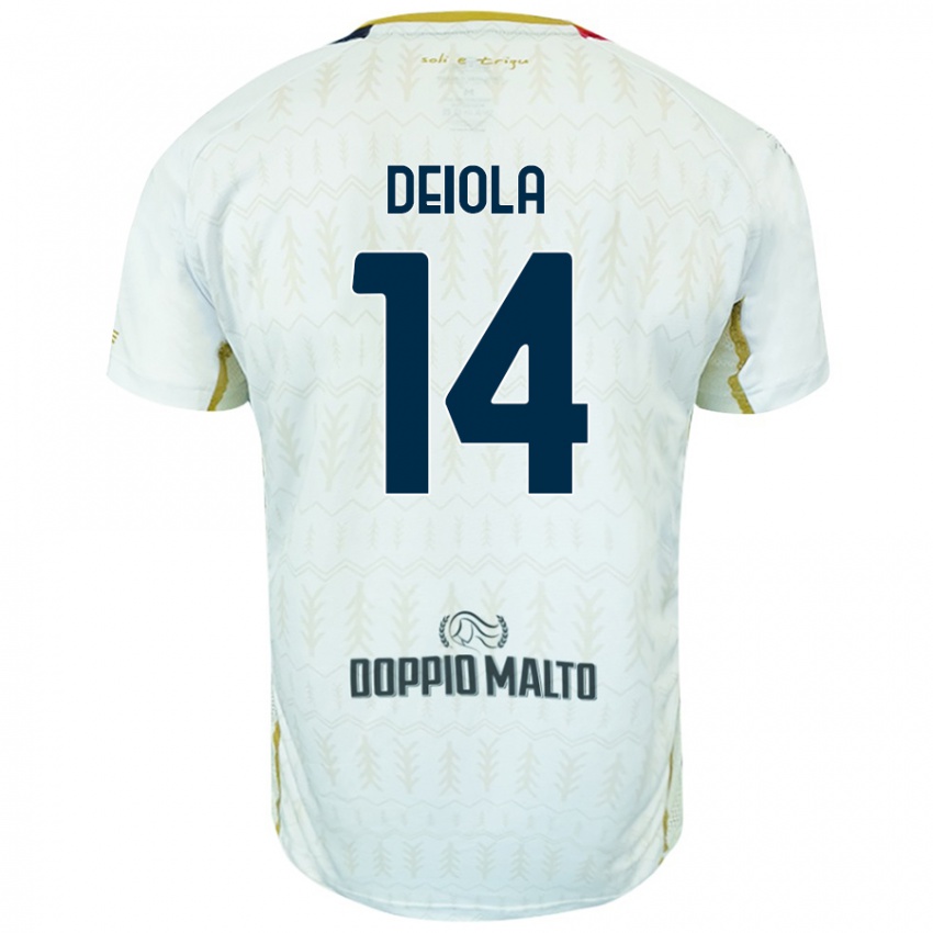 Bambino Maglia Alessandro Deiola #14 Bianco Kit Gara Away 2024/25 Maglietta