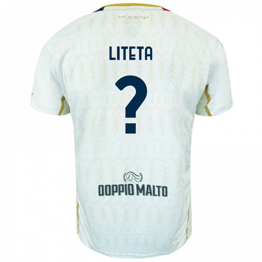 Bambino Maglia Joseph Liteta #0 Bianco Kit Gara Away 2024/25 Maglietta