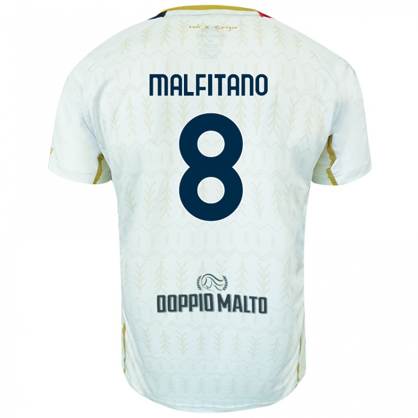 Bambino Maglia Roberto Malfitano #8 Bianco Kit Gara Away 2024/25 Maglietta