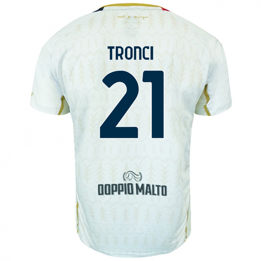 Bambino Maglia Luca Tronci #21 Bianco Kit Gara Away 2024/25 Maglietta