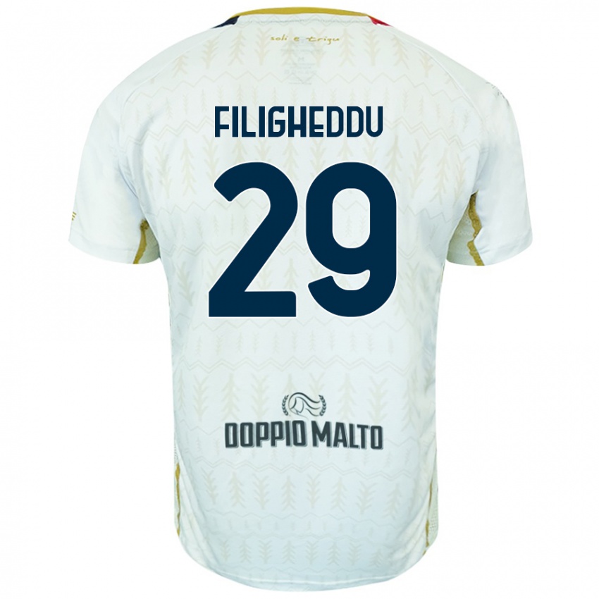 Bambino Maglia Daniele Filigheddu #29 Bianco Kit Gara Away 2024/25 Maglietta