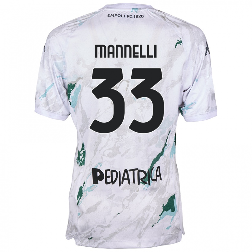 Bambino Maglia Matteo Mannelli #33 Grigio Kit Gara Away 2024/25 Maglietta