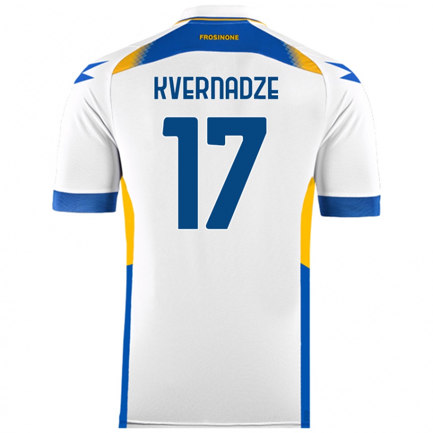 Bambino Maglia Giorgi Kvernadze #17 Bianco Kit Gara Away 2024/25 Maglietta