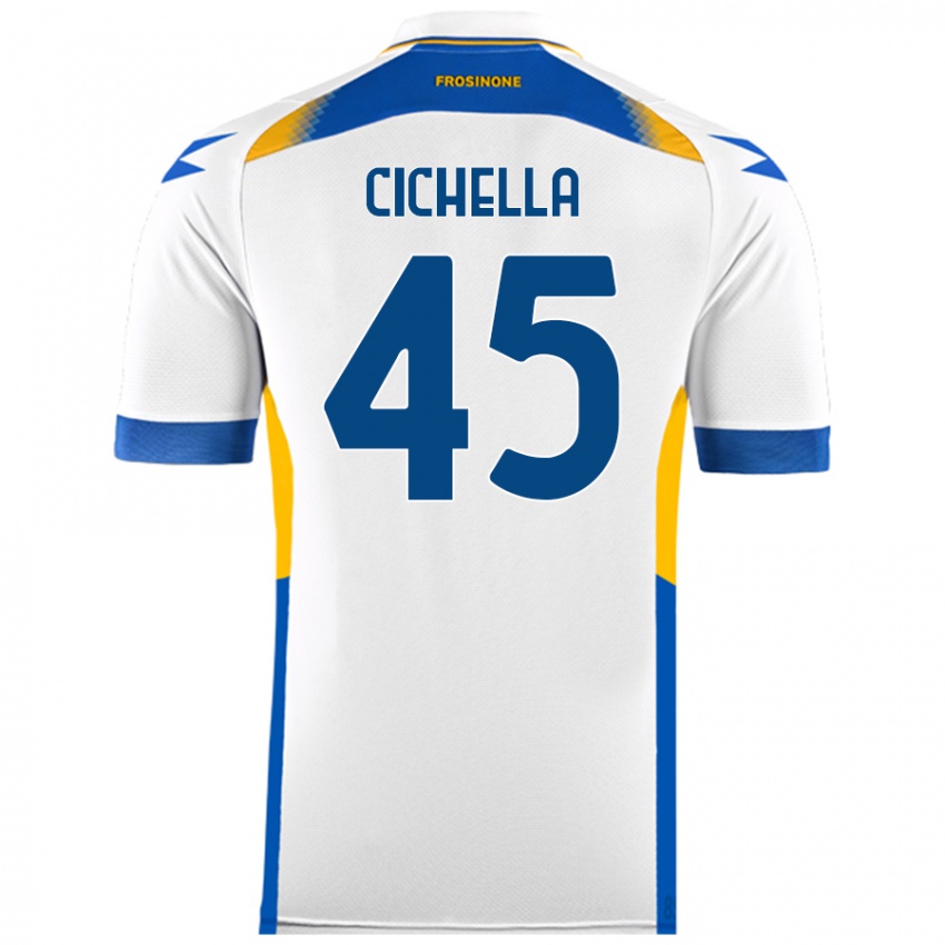 Bambino Maglia Matteo Cichella #45 Bianco Kit Gara Away 2024/25 Maglietta