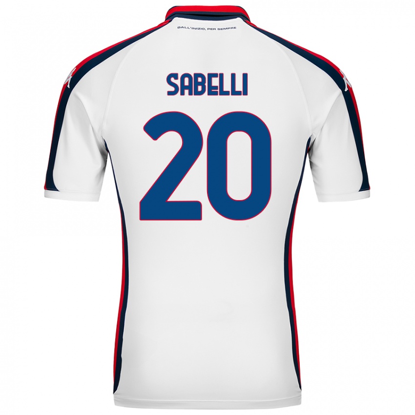 Bambino Maglia Stefano Sabelli #20 Bianco Kit Gara Away 2024/25 Maglietta