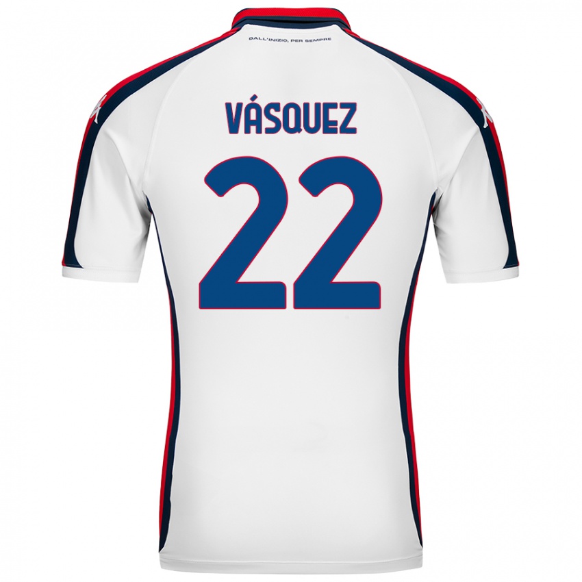 Bambino Maglia Johan Vásquez #22 Bianco Kit Gara Away 2024/25 Maglietta