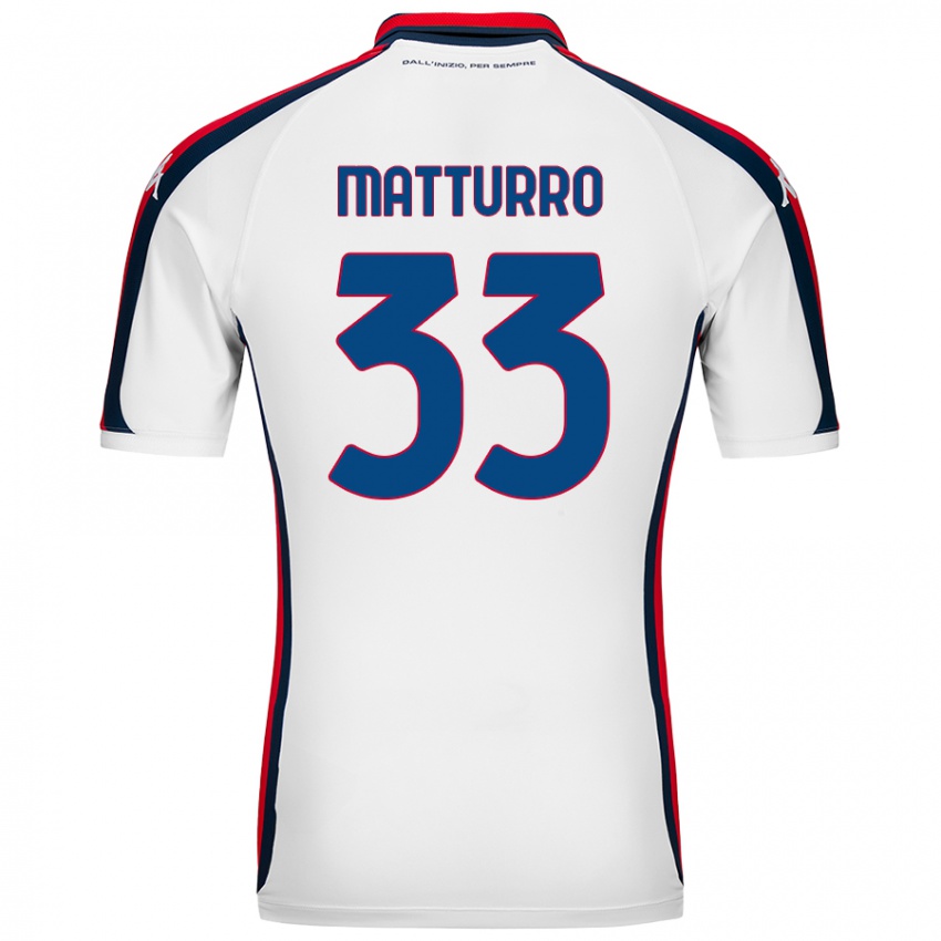 Bambino Maglia Alan Matturro #33 Bianco Kit Gara Away 2024/25 Maglietta