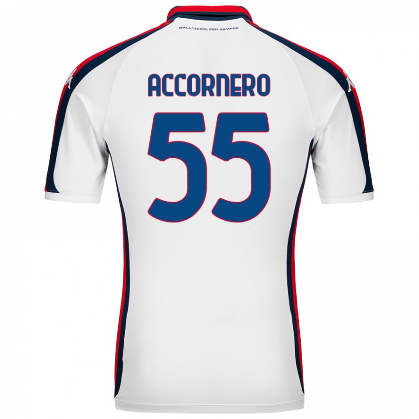 Bambino Maglia Federico Accornero #55 Bianco Kit Gara Away 2024/25 Maglietta