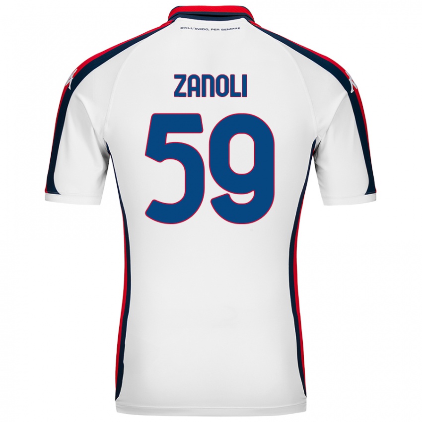 Bambino Maglia Alessandro Zanoli #59 Bianco Kit Gara Away 2024/25 Maglietta