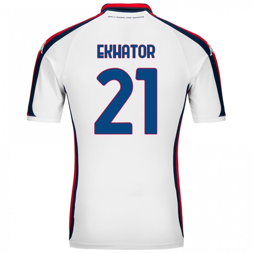 Bambino Maglia Jeff Ekhator #21 Bianco Kit Gara Away 2024/25 Maglietta