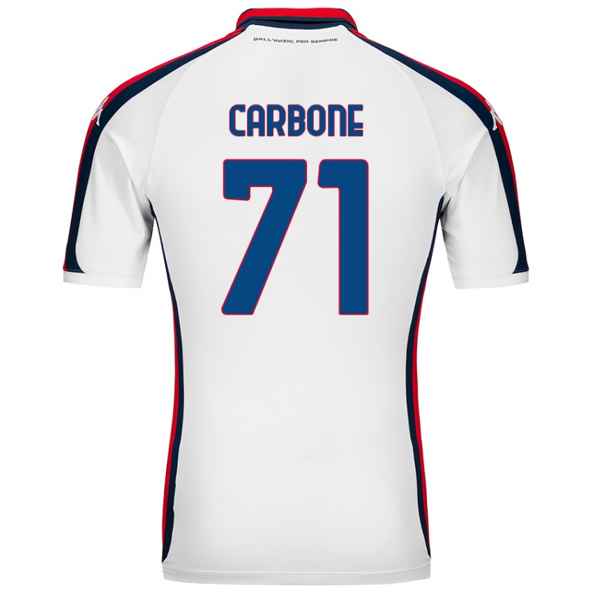 Bambino Maglia Filippo Carbone #71 Bianco Kit Gara Away 2024/25 Maglietta