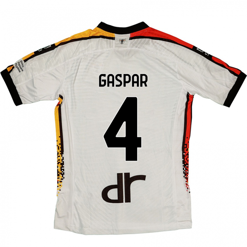 Bambino Maglia Kialonda Gaspar #4 Bianco Nero Kit Gara Away 2024/25 Maglietta