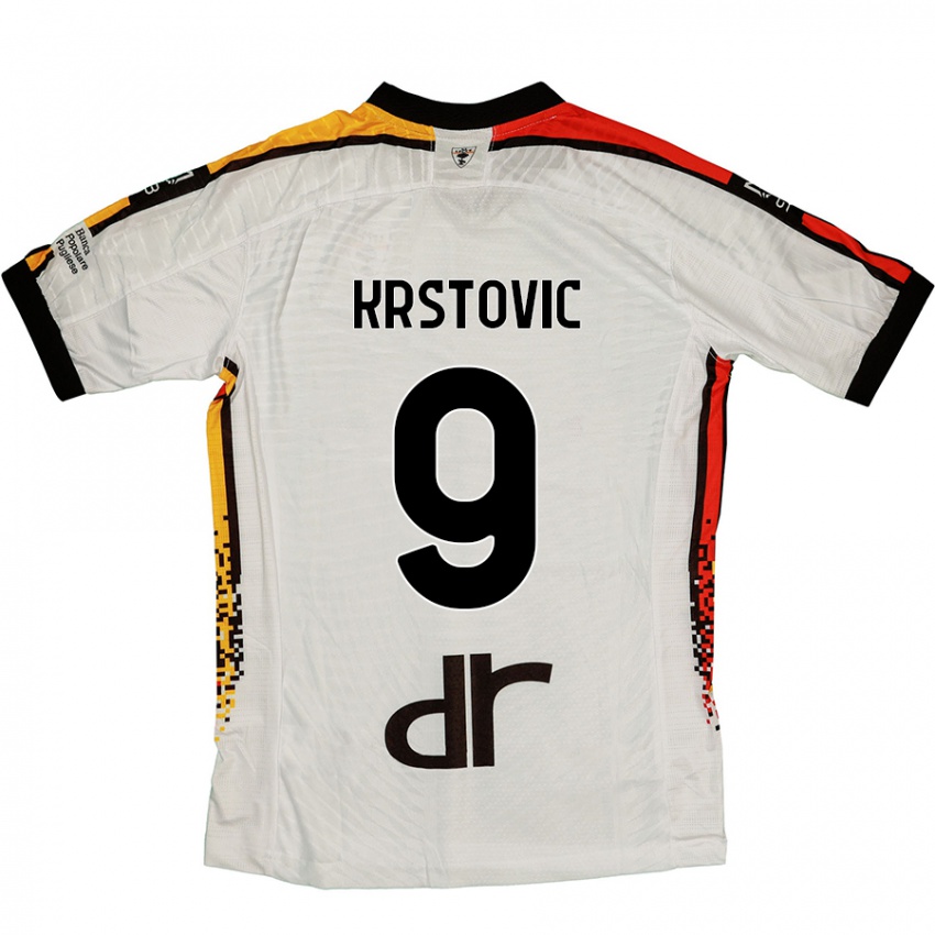 Bambino Maglia Nikola Krstovic #9 Bianco Nero Kit Gara Away 2024/25 Maglietta