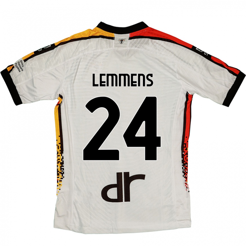 Bambino Maglia Mats Lemmens #24 Bianco Nero Kit Gara Away 2024/25 Maglietta