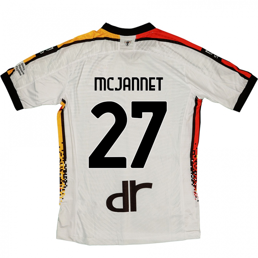 Bambino Maglia Ed Mcjannet #27 Bianco Nero Kit Gara Away 2024/25 Maglietta