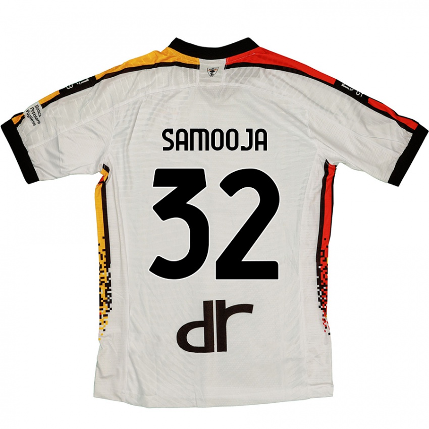 Bambino Maglia Jasper Samooja #32 Bianco Nero Kit Gara Away 2024/25 Maglietta