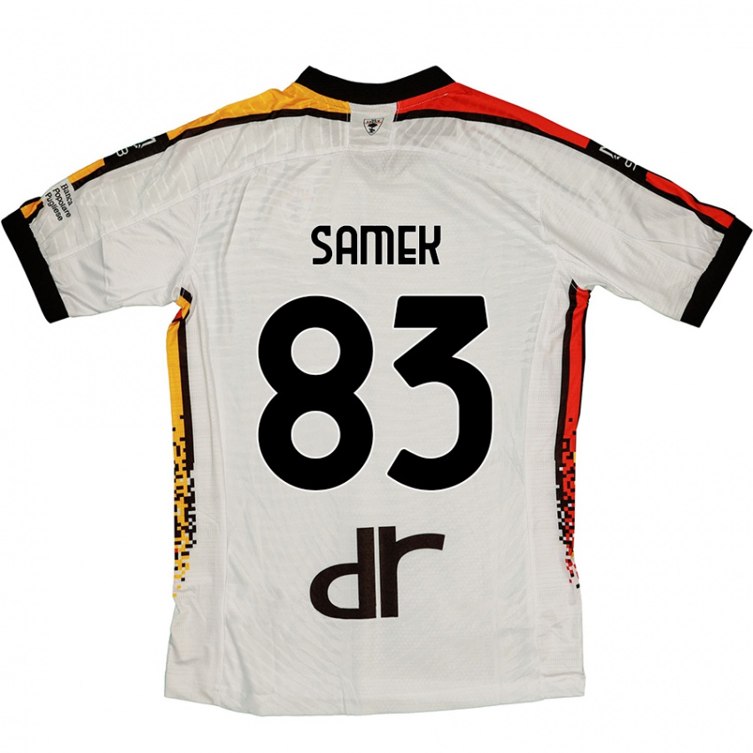 Bambino Maglia Daniel Samek #83 Bianco Nero Kit Gara Away 2024/25 Maglietta