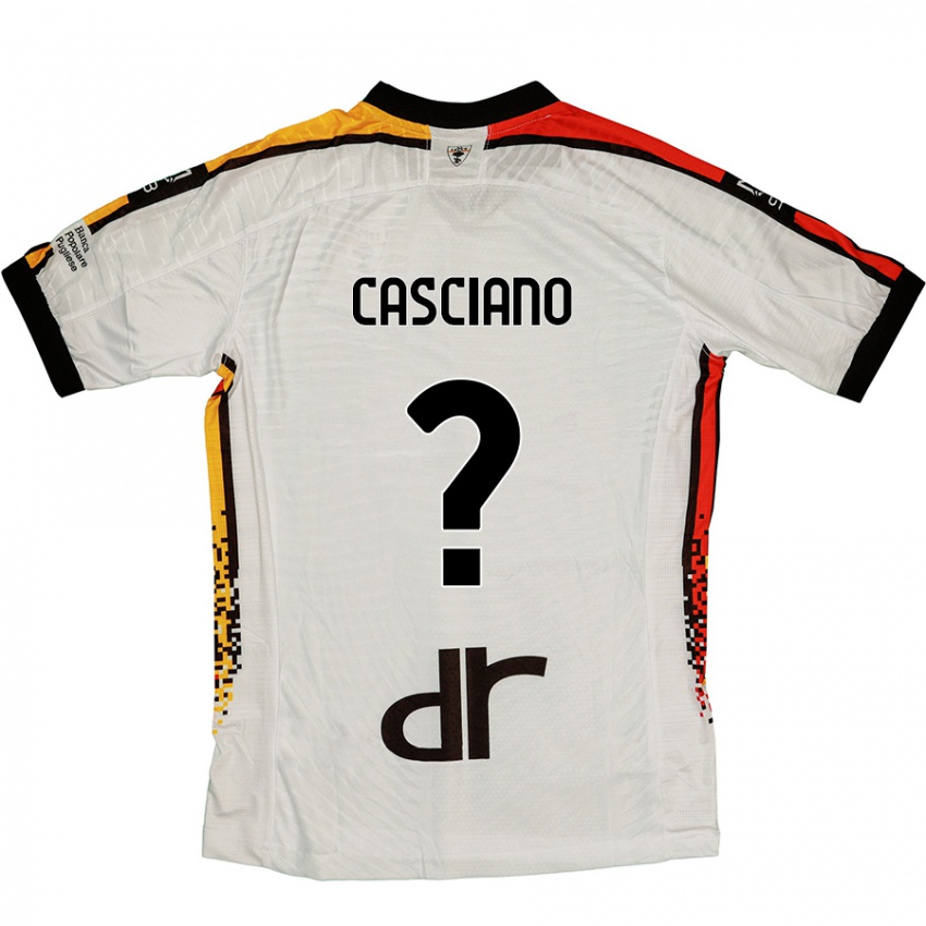 Bambino Maglia Emmanuel Casciano #0 Bianco Nero Kit Gara Away 2024/25 Maglietta