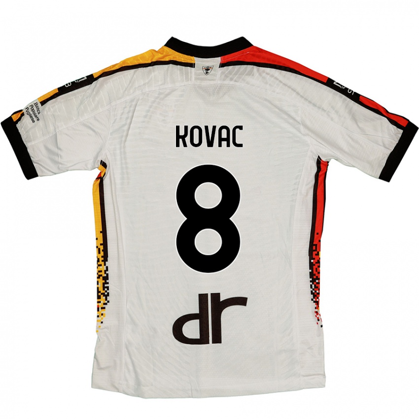 Bambino Maglia Niko Kovac #8 Bianco Nero Kit Gara Away 2024/25 Maglietta