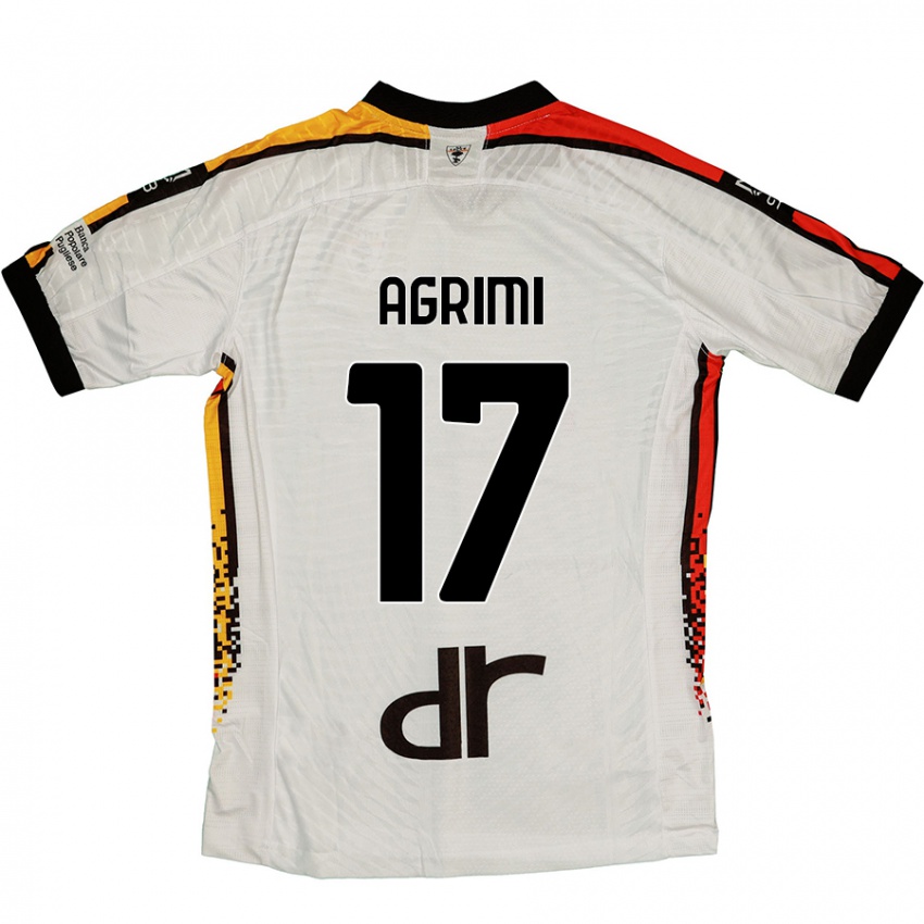 Bambino Maglia Matteo Agrimi #17 Bianco Nero Kit Gara Away 2024/25 Maglietta