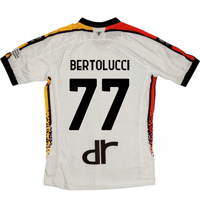 Bambino Maglia Sandro Bertolucci #77 Bianco Nero Kit Gara Away 2024/25 Maglietta