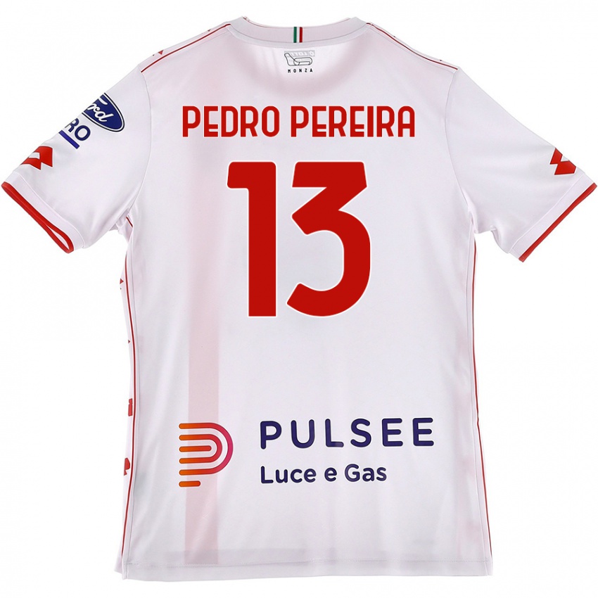 Bambino Maglia Pedro Pereira #13 Bianco Rosso Kit Gara Away 2024/25 Maglietta