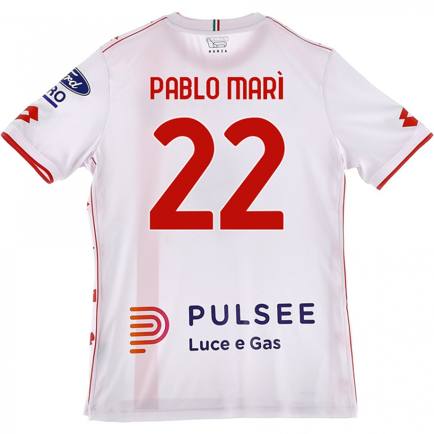 Bambino Maglia Pablo Marí #22 Bianco Rosso Kit Gara Away 2024/25 Maglietta