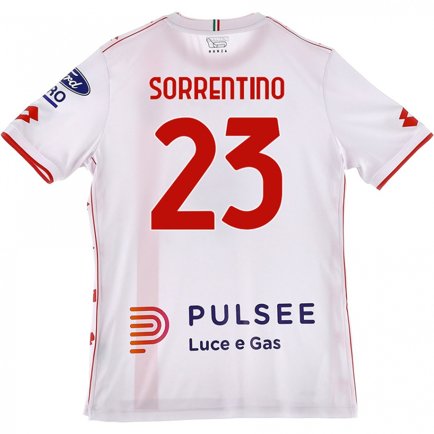 Bambino Maglia Alessandro Sorrentino #23 Bianco Rosso Kit Gara Away 2024/25 Maglietta