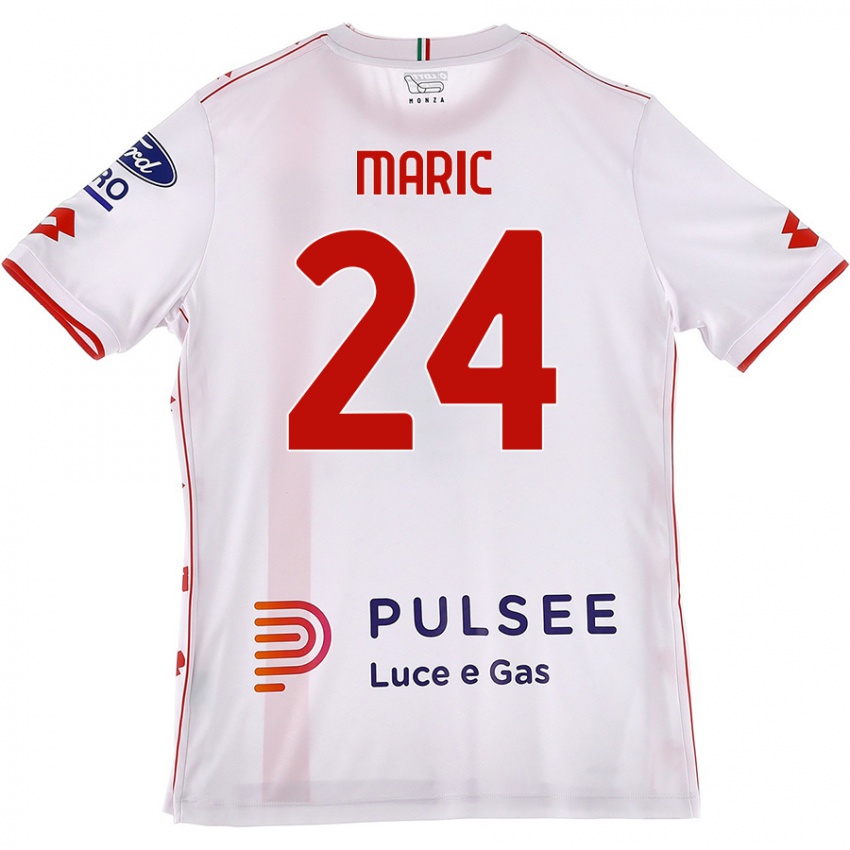 Bambino Maglia Mirko Maric #24 Bianco Rosso Kit Gara Away 2024/25 Maglietta