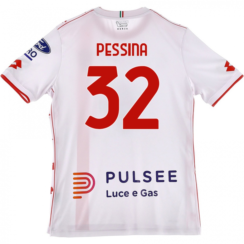 Bambino Maglia Matteo Pessina #32 Bianco Rosso Kit Gara Away 2024/25 Maglietta