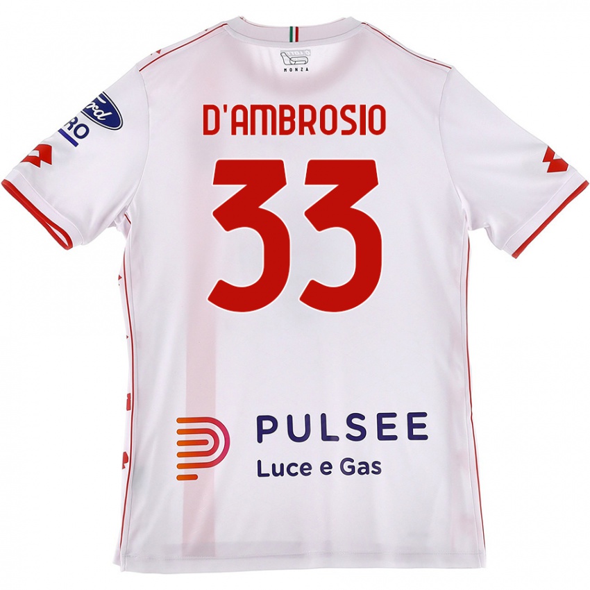 Bambino Maglia Danilo D'ambrosio #33 Bianco Rosso Kit Gara Away 2024/25 Maglietta