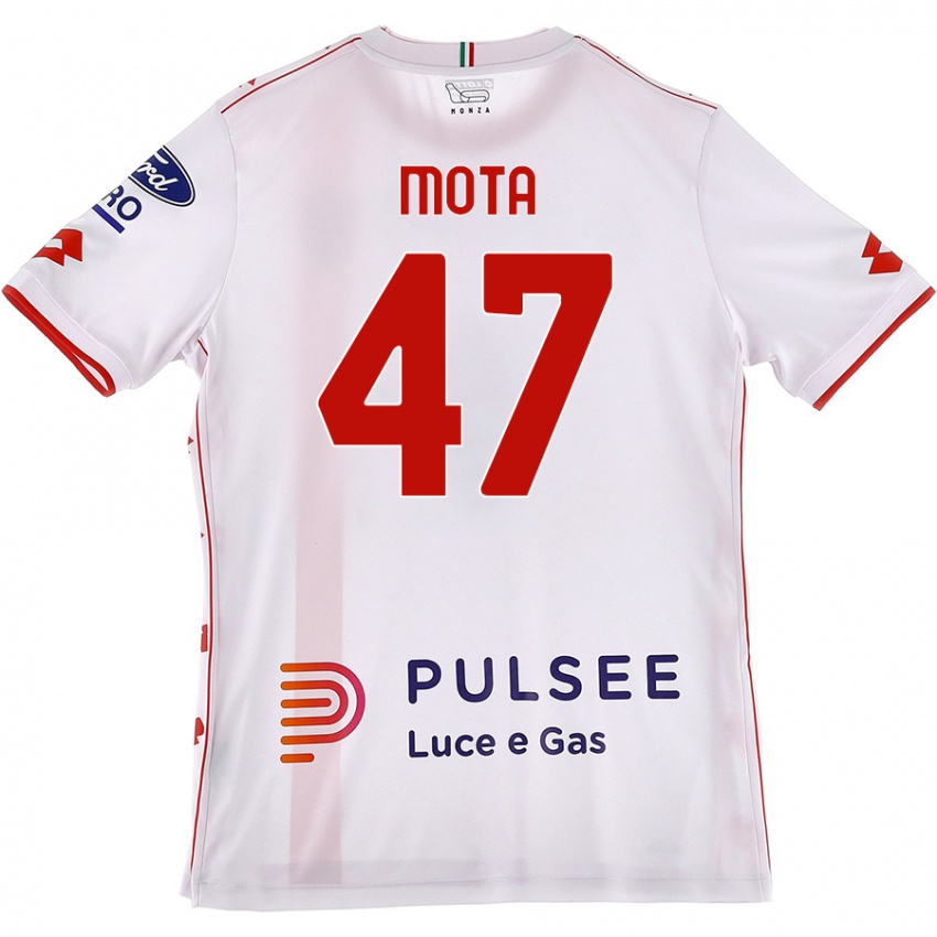 Bambino Maglia Dany Mota #47 Bianco Rosso Kit Gara Away 2024/25 Maglietta