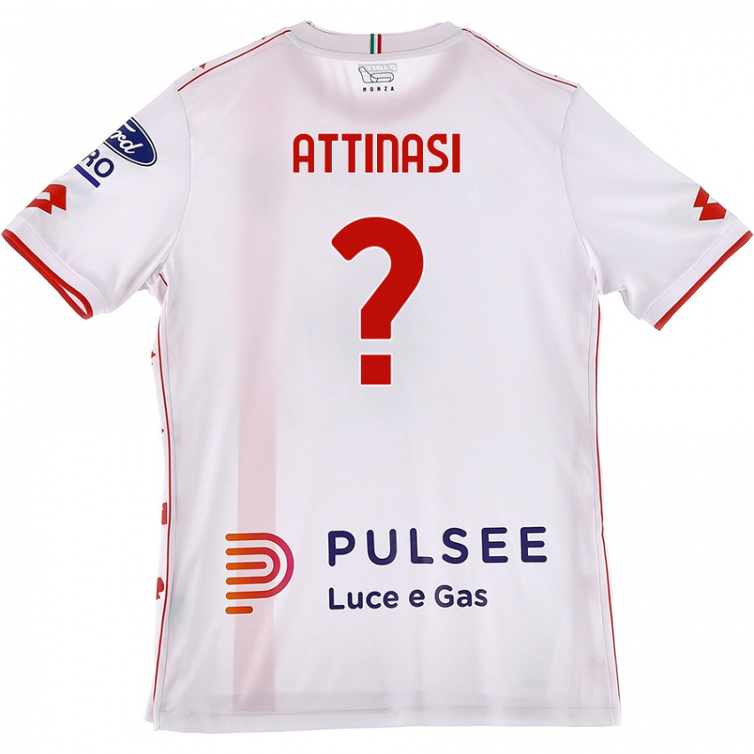 Bambino Maglia Mattia Attinasi #0 Bianco Rosso Kit Gara Away 2024/25 Maglietta